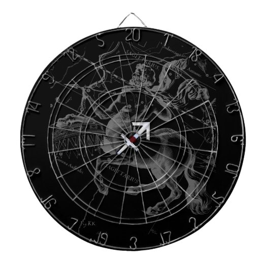 Chrome Style Sagittarius Zodiac Sign on Hevelius Dartbord (Voorkant)