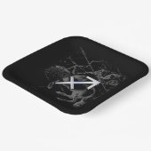 Chrome Style Sagittarius Zodiac Sign on Hevelius Papieren Bordje (Gebogen)