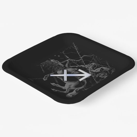 Chrome Style Sagittarius Zodiac Sign on Hevelius Papieren Bordje (Gebogen)