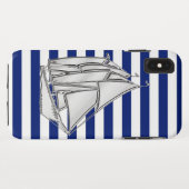 Chrome Style Sailboot op Nautical Stripes Case-Mate iPhone Case (Achterkant (horizontaal))