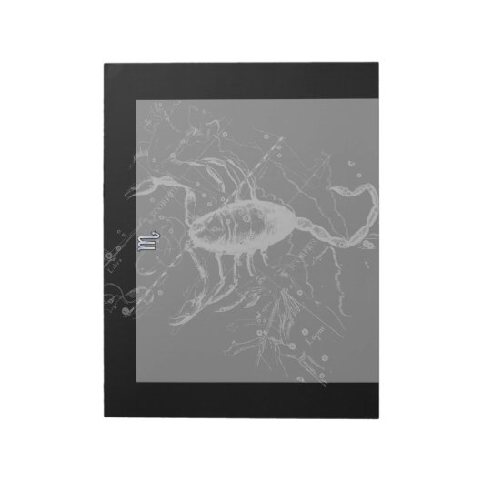 Chrome Style Schorpioen Sterrenbeeld op Hevelius Notitieblok (Linkerzijde)