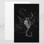 Chrome Style Scorpio Zodiac Symbol op Hevelius Briefpapier (Voorkant / Achterkant)