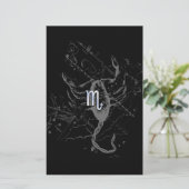 Chrome Style Scorpio Zodiac Symbol op Hevelius Briefpapier (Staand voorkant)