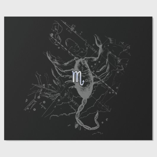 Chrome Style Scorpio Zodiac Symbol op Hevelius Cadeaupapier (Vlak)