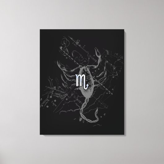 Chrome Style Scorpio Zodiac Symbol op Hevelius Canvas Afdruk (Voorkant)
