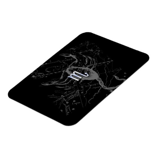 Chrome Style Scorpio Zodiac Symbol op Hevelius Magneet (Linkerzijde)