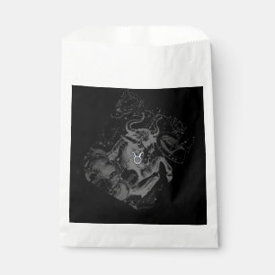Chrome Style Taurus Zodiab Sign on Hevelius Black Bedankzakje