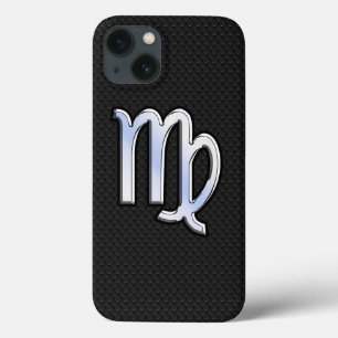 Chrome Style Virgo Zodiab Sign on slangenhuid iPhone 13 Hoesje