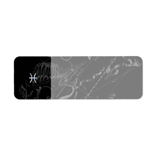 Chrome Style Vissen Zodiac Symbool op Hevelius Etiket (Voorkant)
