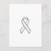 Chrome Style White Ribbon Awareness Briefkaart (Voorkant)