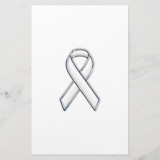 Chrome Style White Ribbon Awareness Briefpapier (Voorkant)
