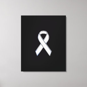 Chrome Style White Ribbon Awareness Canvas Afdruk
