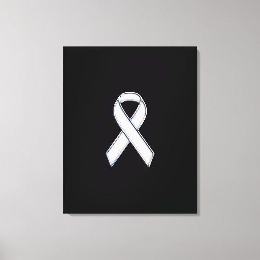 Chrome Style White Ribbon Awareness Canvas Afdruk (Voorkant)