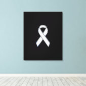 Chrome Style White Ribbon Awareness Canvas Afdruk (Insitu (Houten vloer))