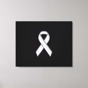 Chrome Style White Ribbon Awareness Canvas Afdruk