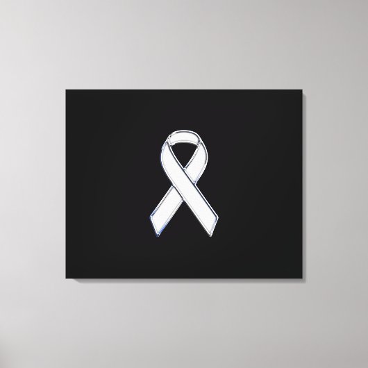 Chrome Style White Ribbon Awareness Canvas Afdruk (Voorkant)