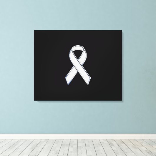Chrome Style White Ribbon Awareness Canvas Afdruk (Insitu (Houten vloer))