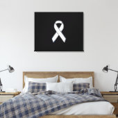 Chrome Style White Ribbon Awareness Canvas Afdruk (Insitu (Slaapkamer))