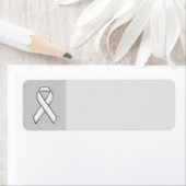 Chrome Style White Ribbon Awareness Etiket (Insitu)