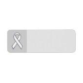 Chrome Style White Ribbon Awareness Etiket (Voorkant)