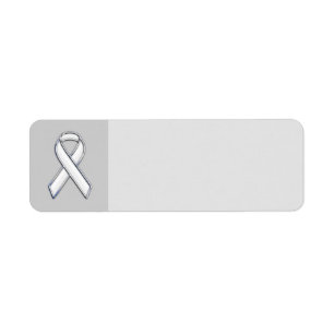 Chrome Style White Ribbon Awareness Etiket