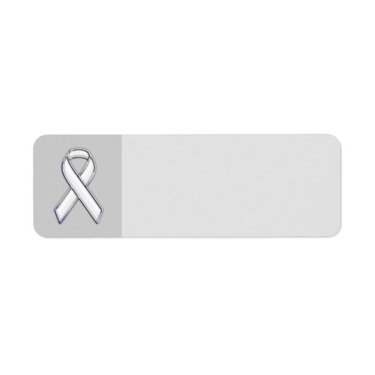 Chrome Style White Ribbon Awareness Etiket (Voorkant)