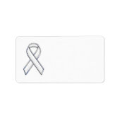 Chrome Style White Ribbon Awareness Etiket (Voorkant)
