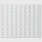 Chrome Style White Ribbon Awareness Houndstooth Cadeaupapier (Vlak)