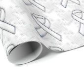 Chrome Style White Ribbon Awareness Houndstooth Cadeaupapier (Rol Hoek)