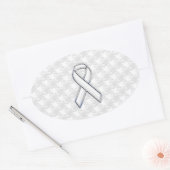 Chrome Style White Ribbon Awareness Houndstooth Ovale Sticker (Envelop)