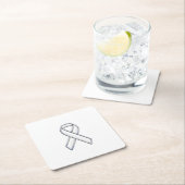 Chrome Style White Ribbon Awareness Kartonnen Onderzetters (Insitu)
