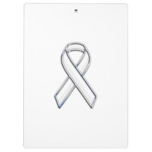 Chrome Style White Ribbon Awareness Klembord