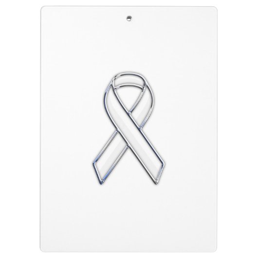 Chrome Style White Ribbon Awareness Klembord (Achterkant)
