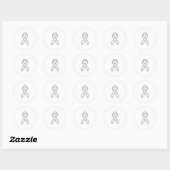 Chrome Style White Ribbon Awareness Ronde Sticker (Vel)
