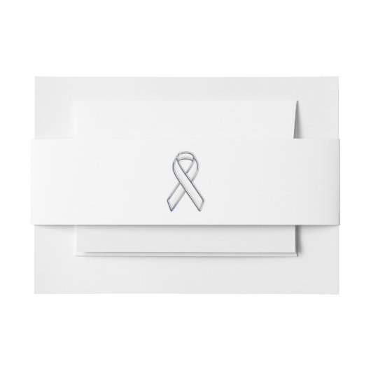 Chrome Style White Ribbon Awareness Uitnodigingen Wikkel (Voorkant Voorbeeld)