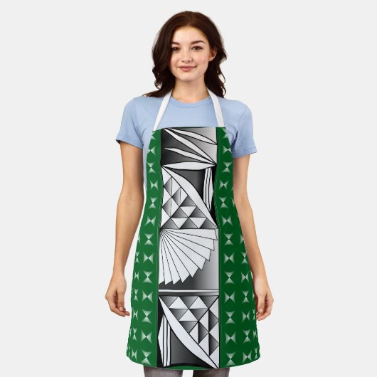 Chrome Sunrise op Evergreen Schort (Gedragen)