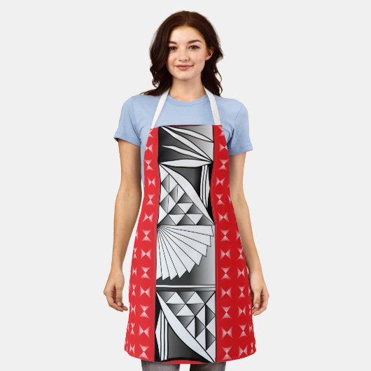 Chrome Sunrise op rood Schort (Gedragen)