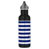 Chrome Thin Anchor on Nautical Stripes Waterfles (Links)