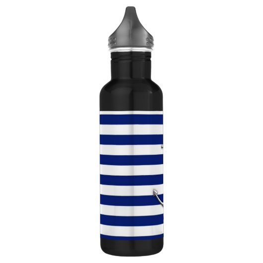 Chrome Thin Anchor on Nautical Stripes Waterfles (Links)