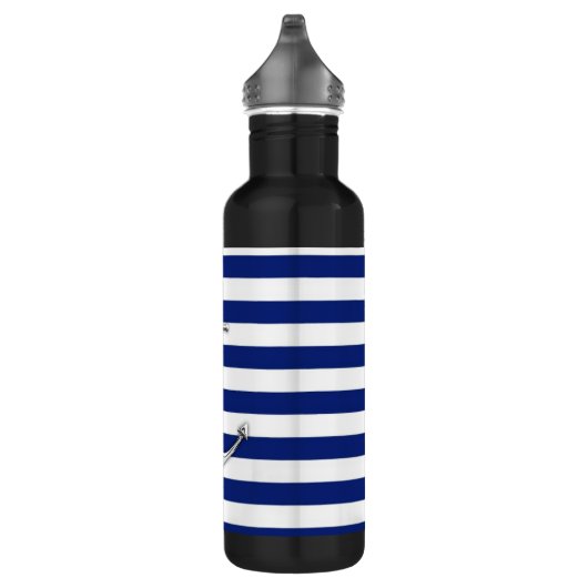 Chrome Thin Anchor on Nautical Stripes Waterfles (Rechts)