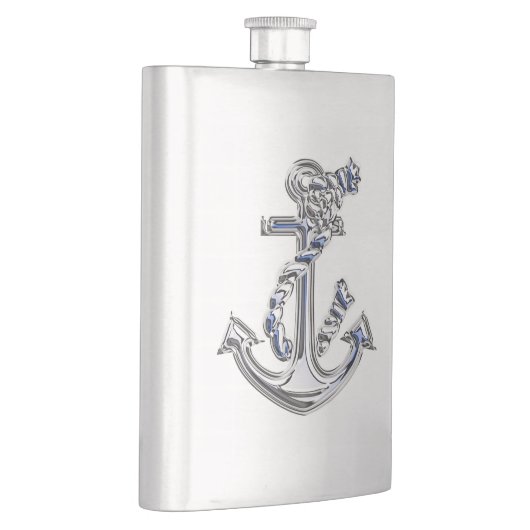 Chrome Touw Anker Nautische Print Heupfles (Rechts)