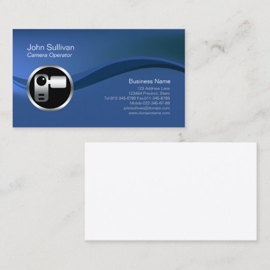 Chrome Video Camera Icon Videograaf BusinessCard Visitekaartje (Voorkant / Achterkant)