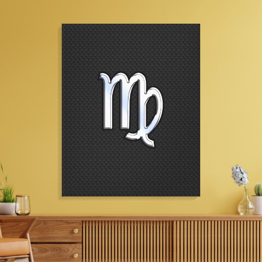 Chrome Virgo Zodiac Sign on slangen skin style Canvas Afdruk (Insitu (Woonkamer))