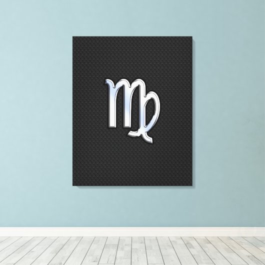 Chrome Virgo Zodiac Sign on slangen skin style Canvas Afdruk (Insitu (Houten vloer))