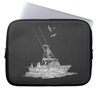 Chrome Visboot op Koolstofvezel Decor Laptop Sleeve