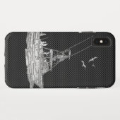 Chrome Vissende boot op koolstofvezeldecor Case-Mate iPhone Case (Achterkant (horizontaal))