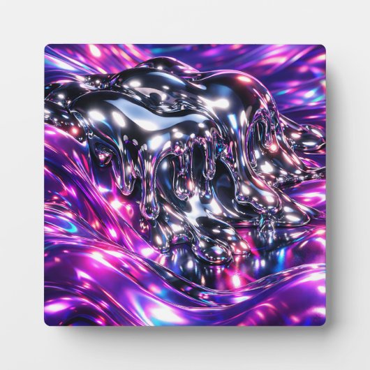 Chrome Vloeibaar Paars Abstract Fotoplaat (Voorkant)