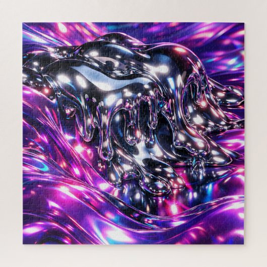 Chrome Vloeibaar Paars Abstract Legpuzzel (Verticaal)