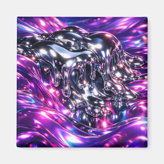 Chrome Vloeibaar Paars Abstract Magneet (Voorkant)