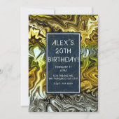 Chrome Vloeibare Metallic Goud Zilveren Verjaardag Kaart (Voorkant)